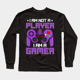 I'm Not A Player, I'm A Gamer Purple Game Controller Video Gamer Gift Long Sleeve T-Shirt